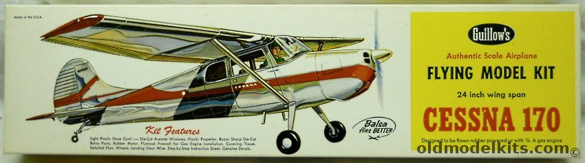 Guillows 1/18 Cessna 170 - 24 Inch Wingspan Flying Model, 302 plastic model kit